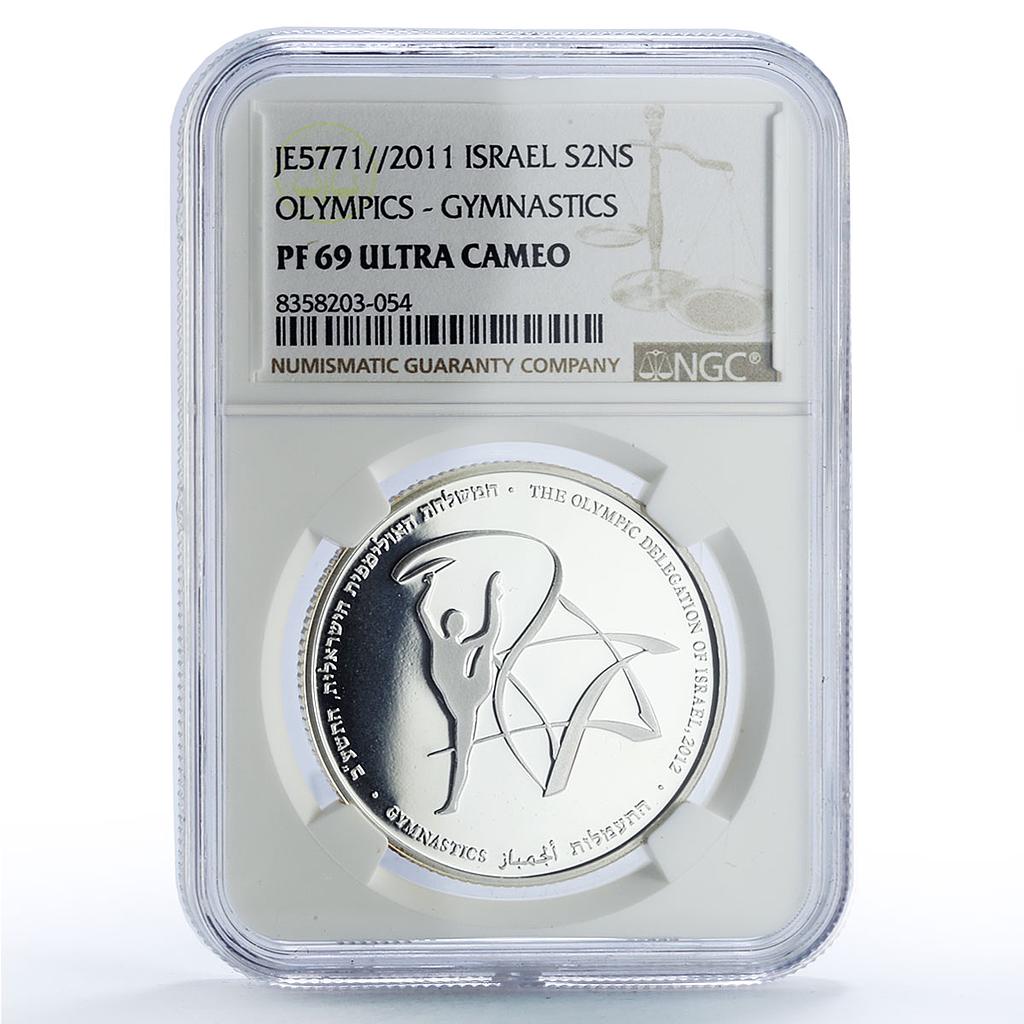Israel 2 sheqalim Gymnastics London Olympic Games PF69 NGC silver coin 2011