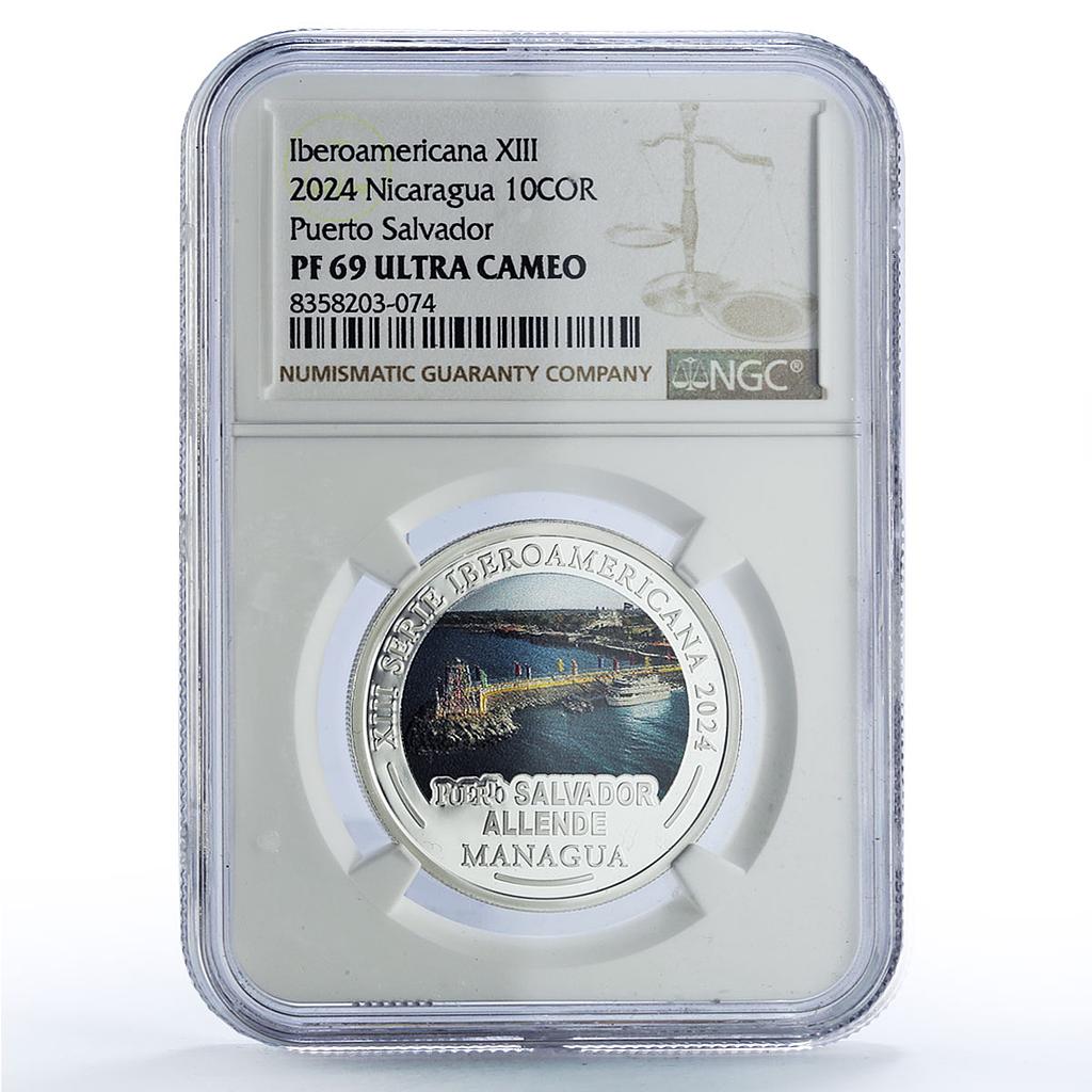 Nicaragua 10 cordobas Managua Capitals Ibero-American PF69 NGC silver coin 2024