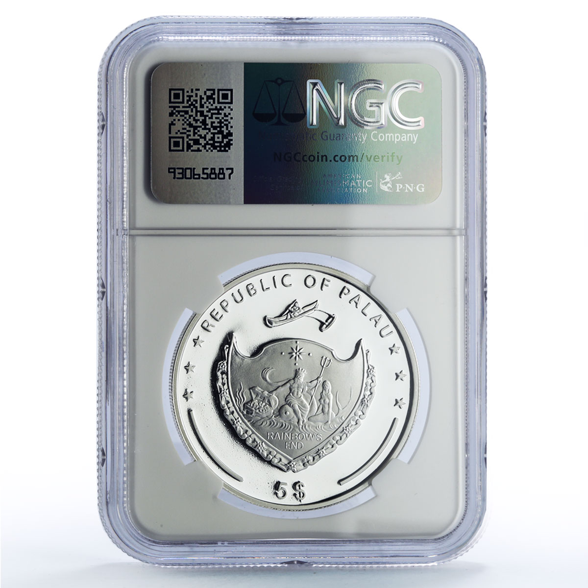 Palau 5 dollars Green Black Butterfly Wildlife Fauna PF69 NGC silver coin 2008