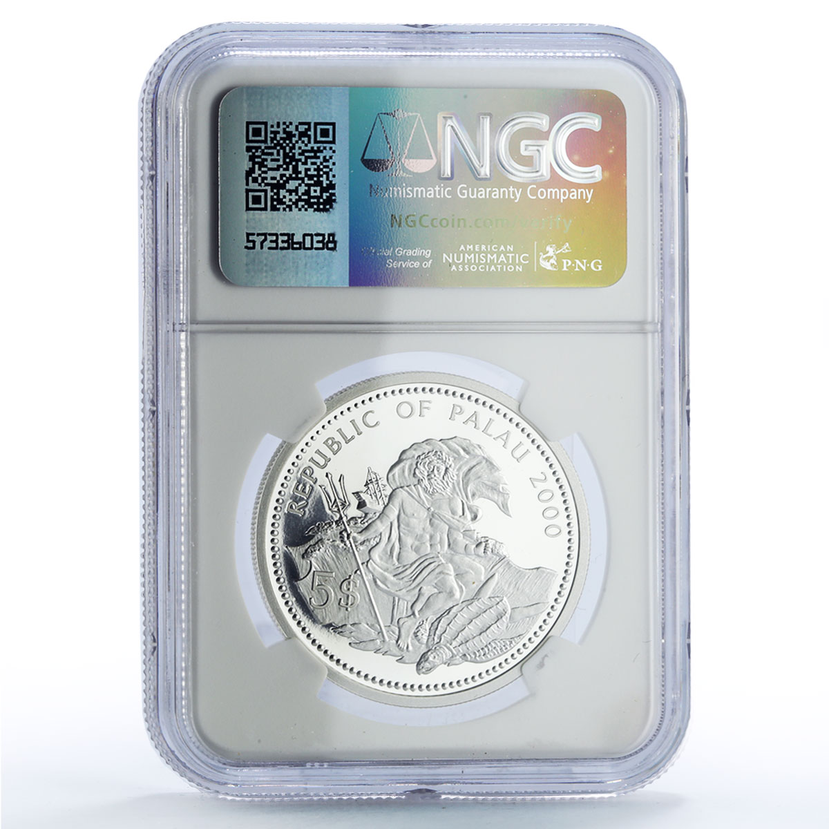Palau 5 dollars Lionfish Parrotfish Marine Life Protection PF70 NGC Ag coin 2000