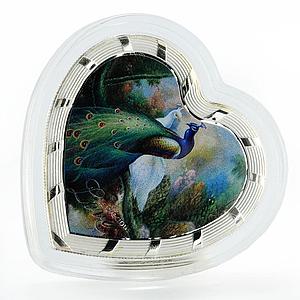 Tanzania 1000 shillings Love is Precious peacocks colored silver coin 2014