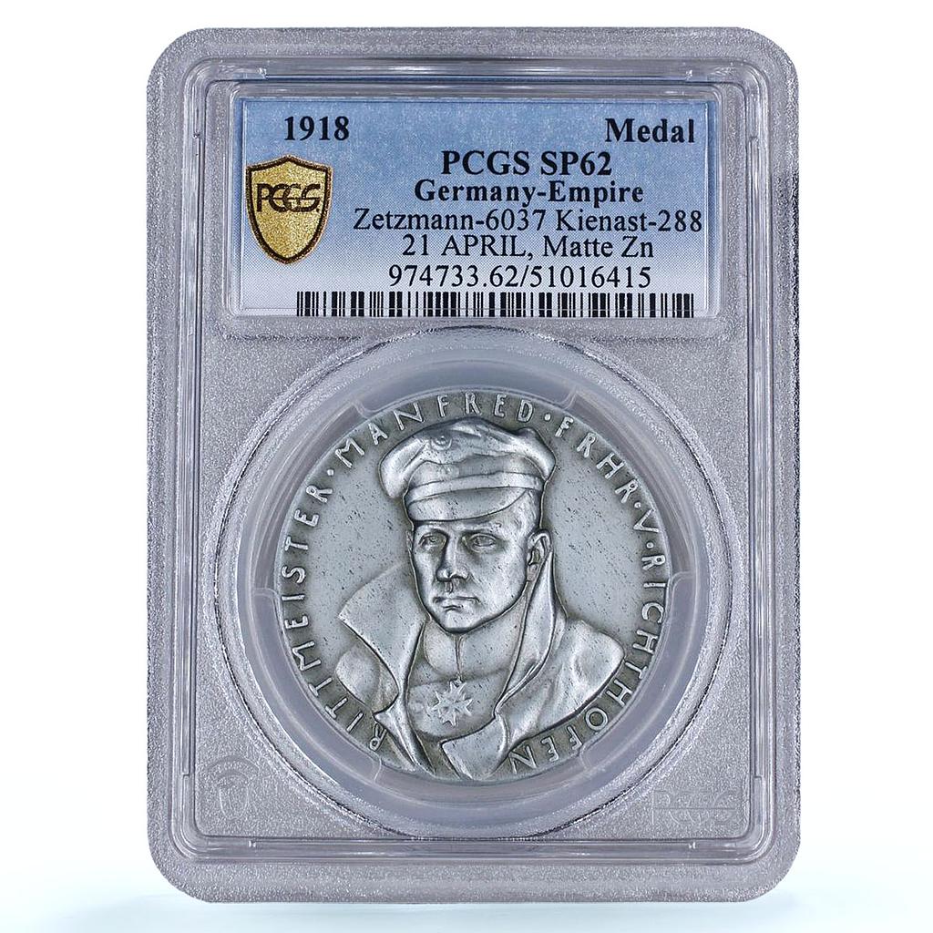 Germany Richthofen Red Baron Planes Aviation Matte SP62 PCGS zinc medal 1918