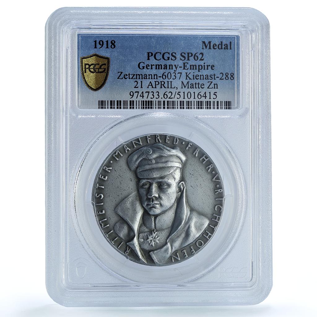 Germany Richthofen Red Baron Planes Aviation Matte SP62 PCGS zinc medal 1918 Germany Richthofen Red Baron Planes Aviation Matte SP62 PCGS zinc medal 1918