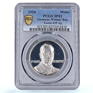Germany Weimar Eckener Zeppelin Airship Aviation SP62 PCGS silver medal 1924
