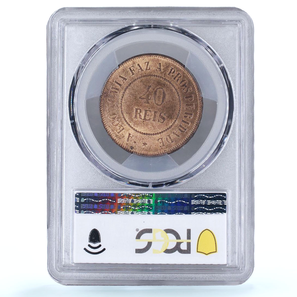 Brazil 40 reis Republic Coinage Coat of Arms KM-491 MS64 PCGS bronze coin 1897