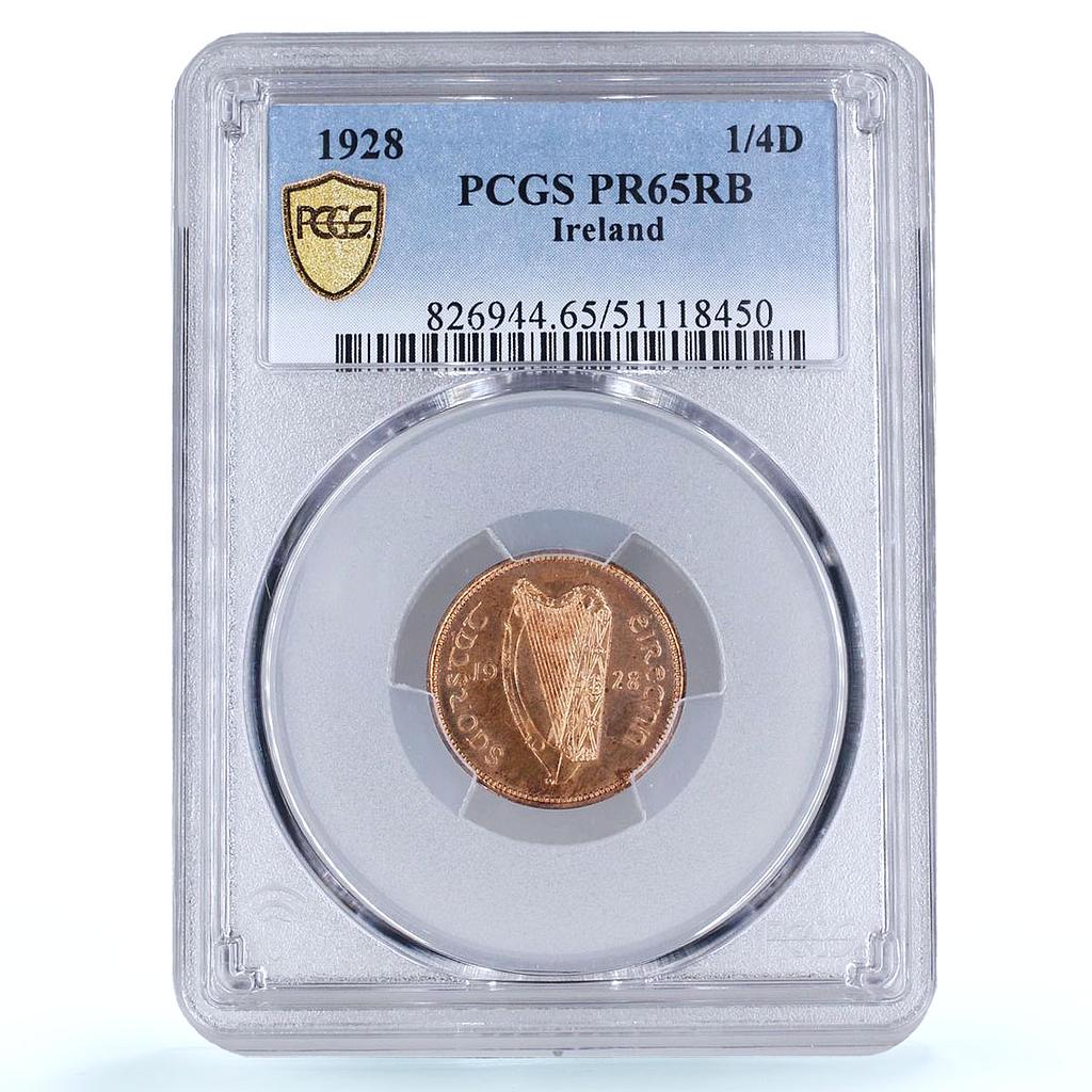 Ireland 1/4 farthing phingin Free State Coinage Bird PR65 PCGS bronze coin 1928