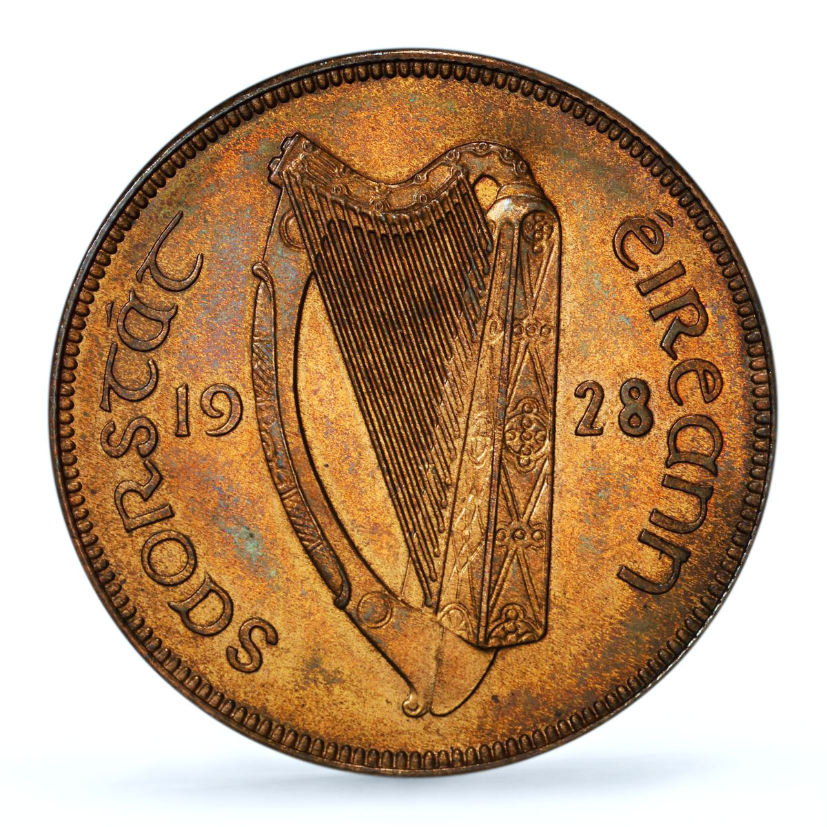 Ireland 1 penny pingin Free State Coinage Chick Bird PR65 PCGS bronze coin 1928