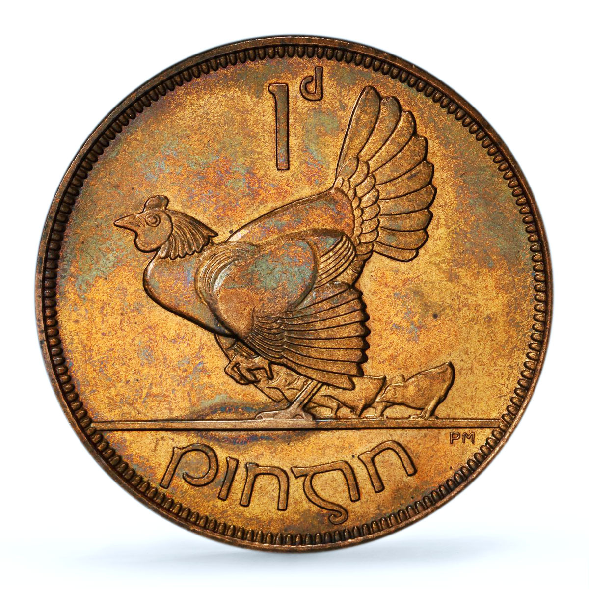 Ireland 1 penny pingin Free State Coinage Chick Bird PR65 PCGS bronze coin 1928
