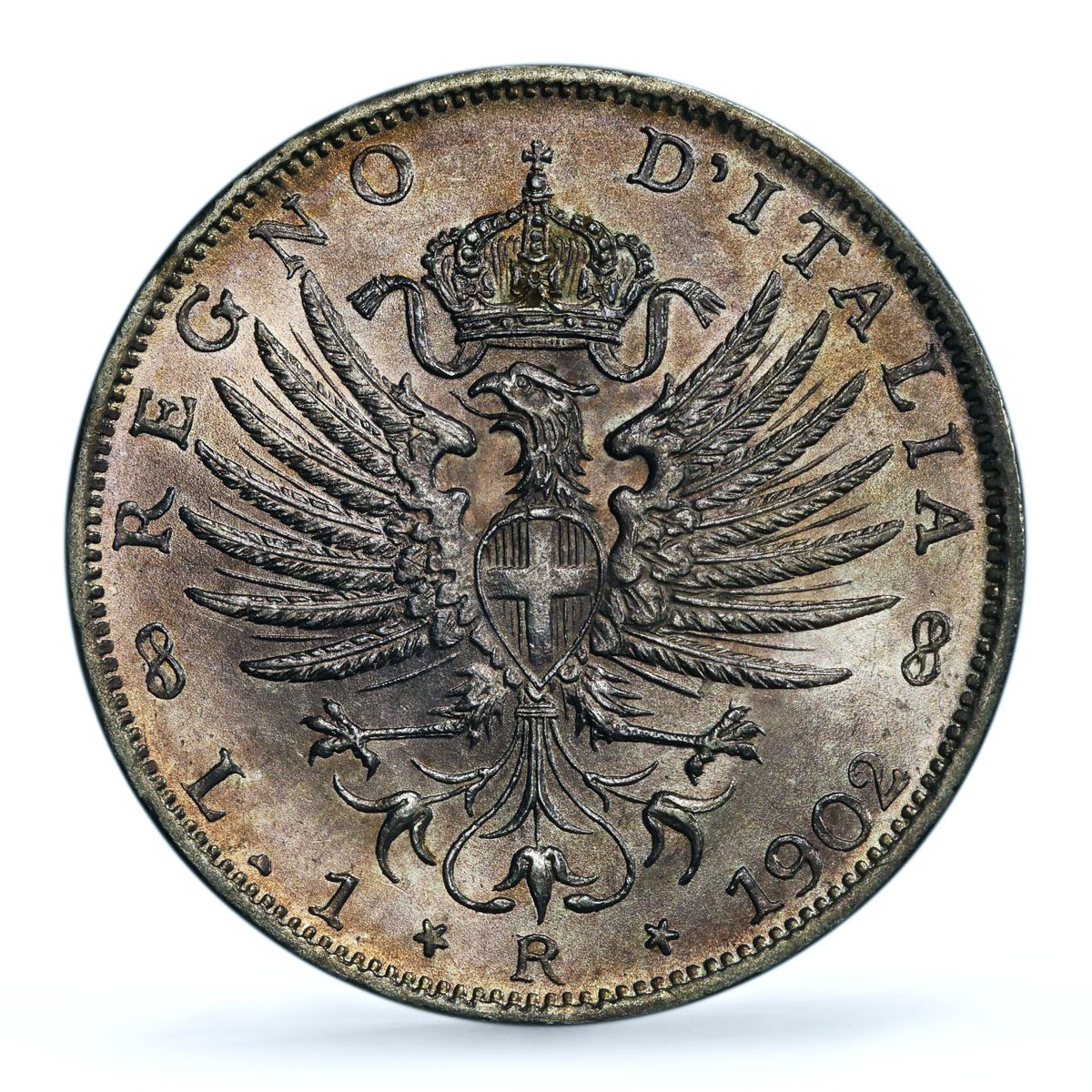 Italy 1 lira King Victor Emmanuel III Coinage KM-32 MS64 PCGS silver coin 1902