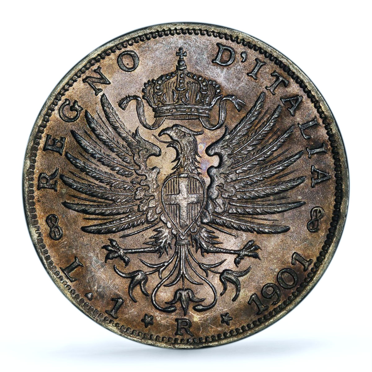 Italy 1 lira King Victor Emmanuel III Coinage KM-32 MS62 PCGS silver coin 1901
