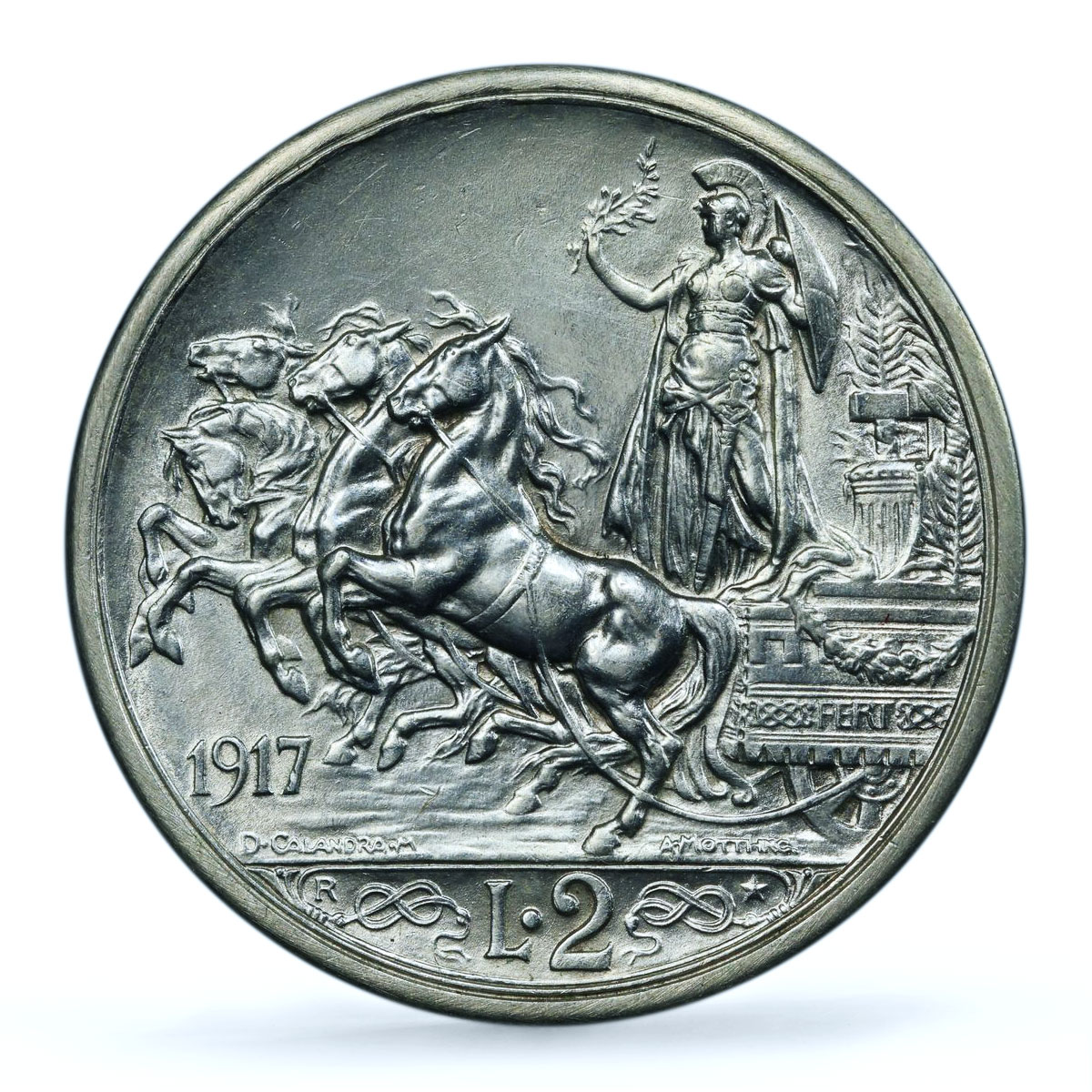 Italy 2 lire King Victor Emmanuel III Coinage KM-55 UNC PCGS silver coin 1917