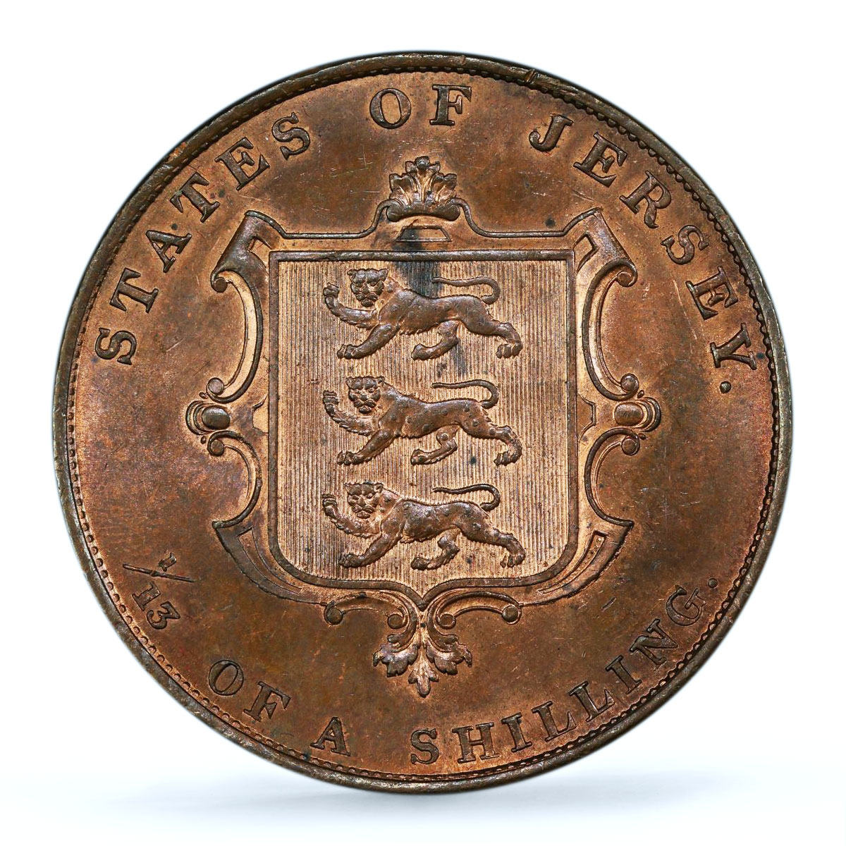 Jersey 1/13 shilling Queen Victoria Coinage KM-3 MS64 PCGS copper coin 1844