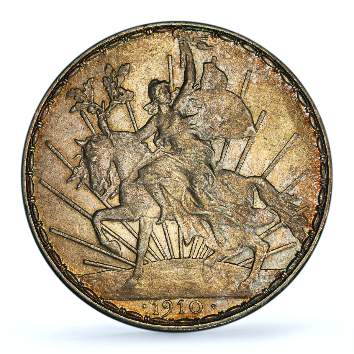 Mexico 1 peso Caballito Grito Dolores Independence AU55 PCGS silver coin 1910