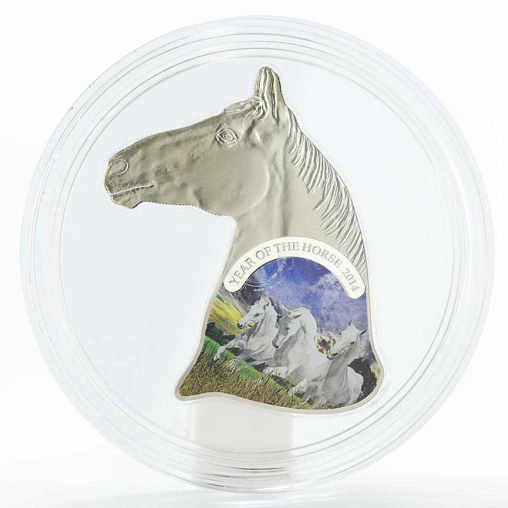 Niue 1 dollar Lunar Calendar series Year of the Horse colored silver coin 2014