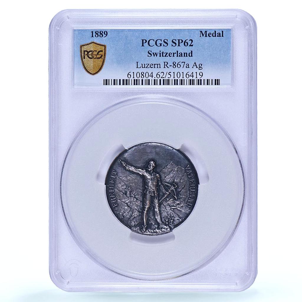 Switzerland Luzern Shooting Festival Richter 867 SP62 PCGS silver medal 1889