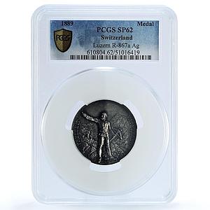 Switzerland Luzern Shooting Festival Richter 867 SP62 PCGS silver medal 1889