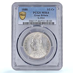 Great Britain 1/2 crown Queen Victoria Coinage KM-764 MS64 PCGS silver coin 1888