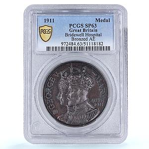 Great Britain King George V Mary Bridewell Hospital SP63 PCGS copper medal 1911