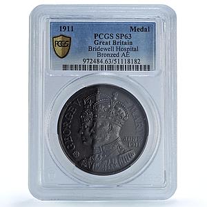 Great Britain King George V Mary Bridewell Hospital SP63 PCGS copper medal 1911