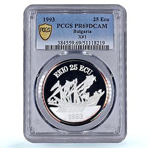 Bulgaria 25 ecu Galleon Ship Clipper Seafaring X#1 PR69 PCGS silver coin 1993