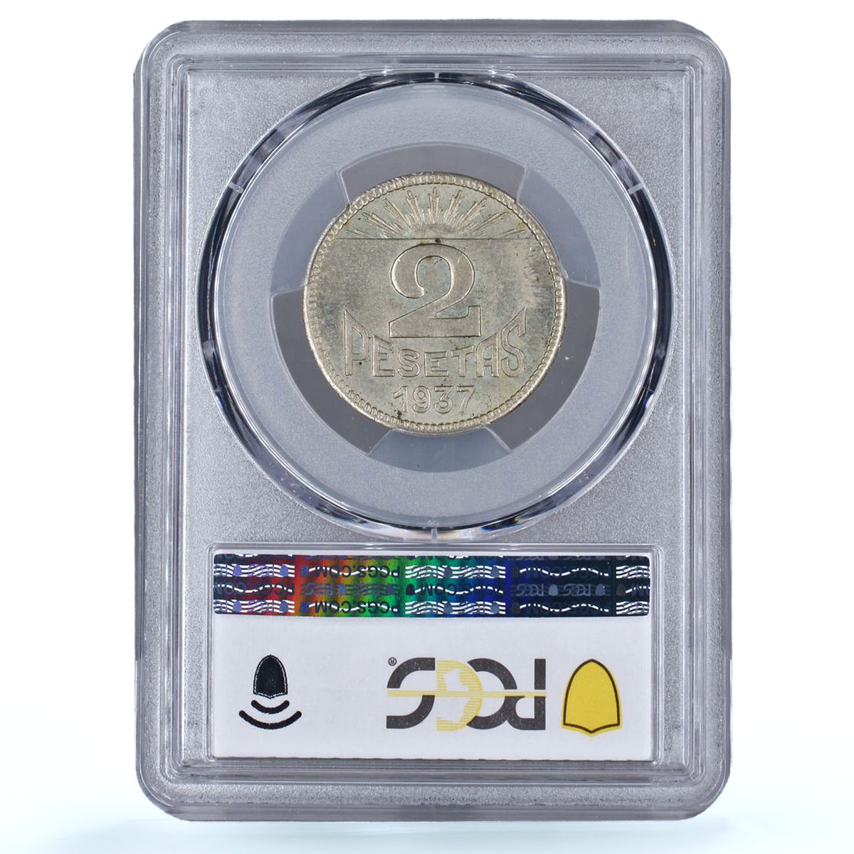 Spain Asturias 2 pesetas Council Coinage Sun KM-3 MS64 PCGS CuNi coin 1937