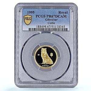 Gibraltar 1/5 royal Collie Dog Man Best Friends Animals PR67 PCGS gold coin 1995