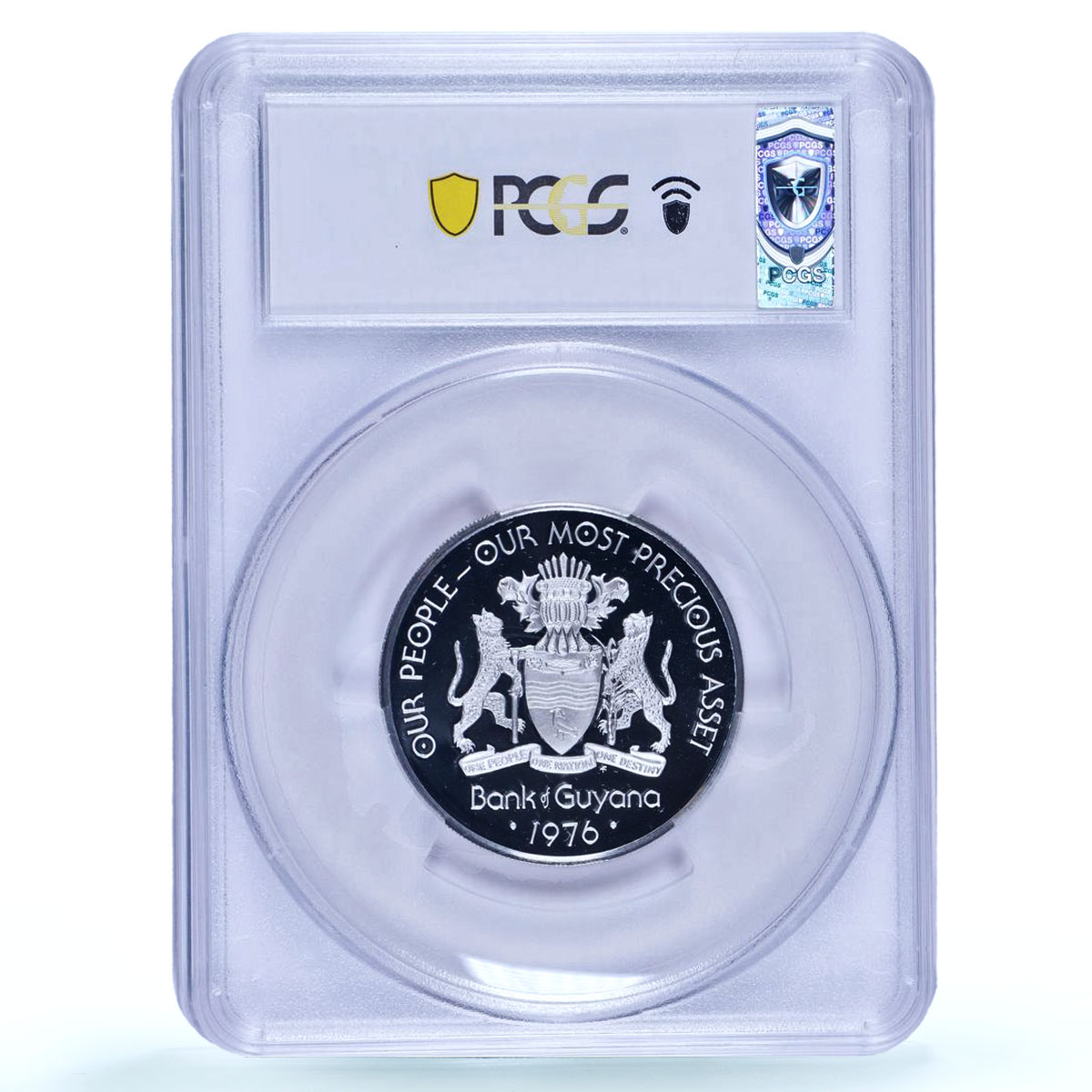 Guyana 50 dollars Independence Enmore Martyrs History PR70 PCGS silver coin 1976