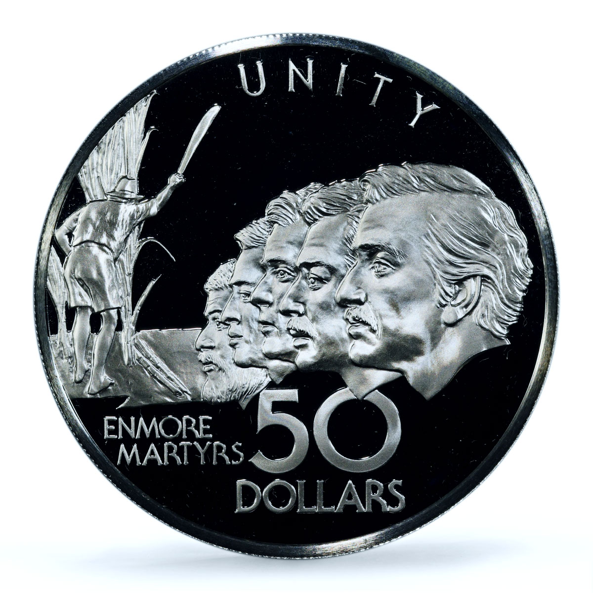 Guyana 50 dollars Independence Enmore Martyrs History PR70 PCGS silver coin 1976