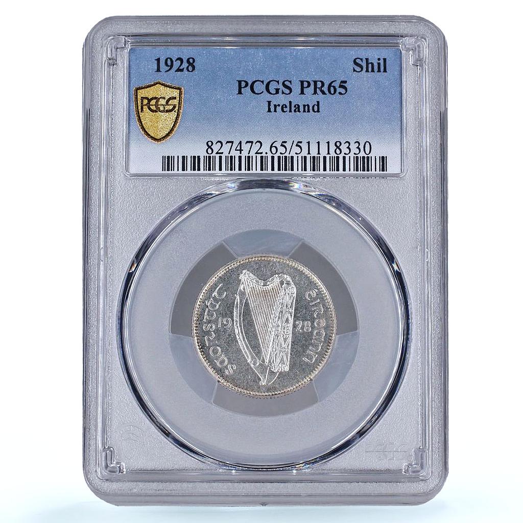 Ireland 1 shilling scilling Free State Coinage Bull PR65 PCGS silver coin 1928
