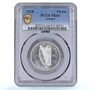 Ireland 1 florin 2 shillings Free State Coinage Fish PR64 PCGS silver coin 1928