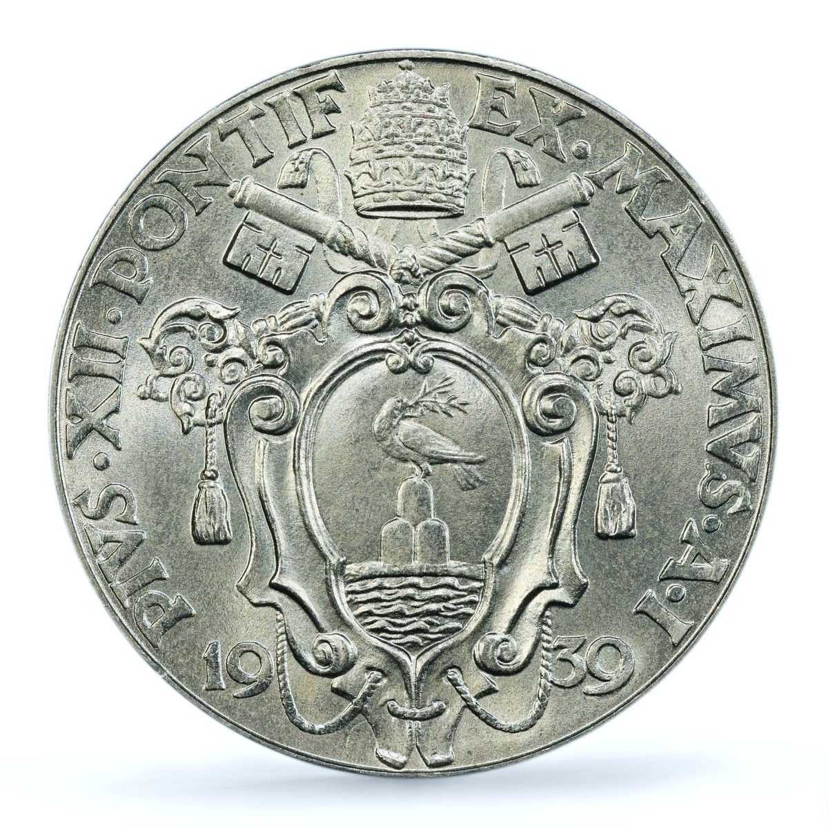 Italy Vatican 2 lire Pope Pius XII Standing Figure MS66 PCGS nickel coin 1939