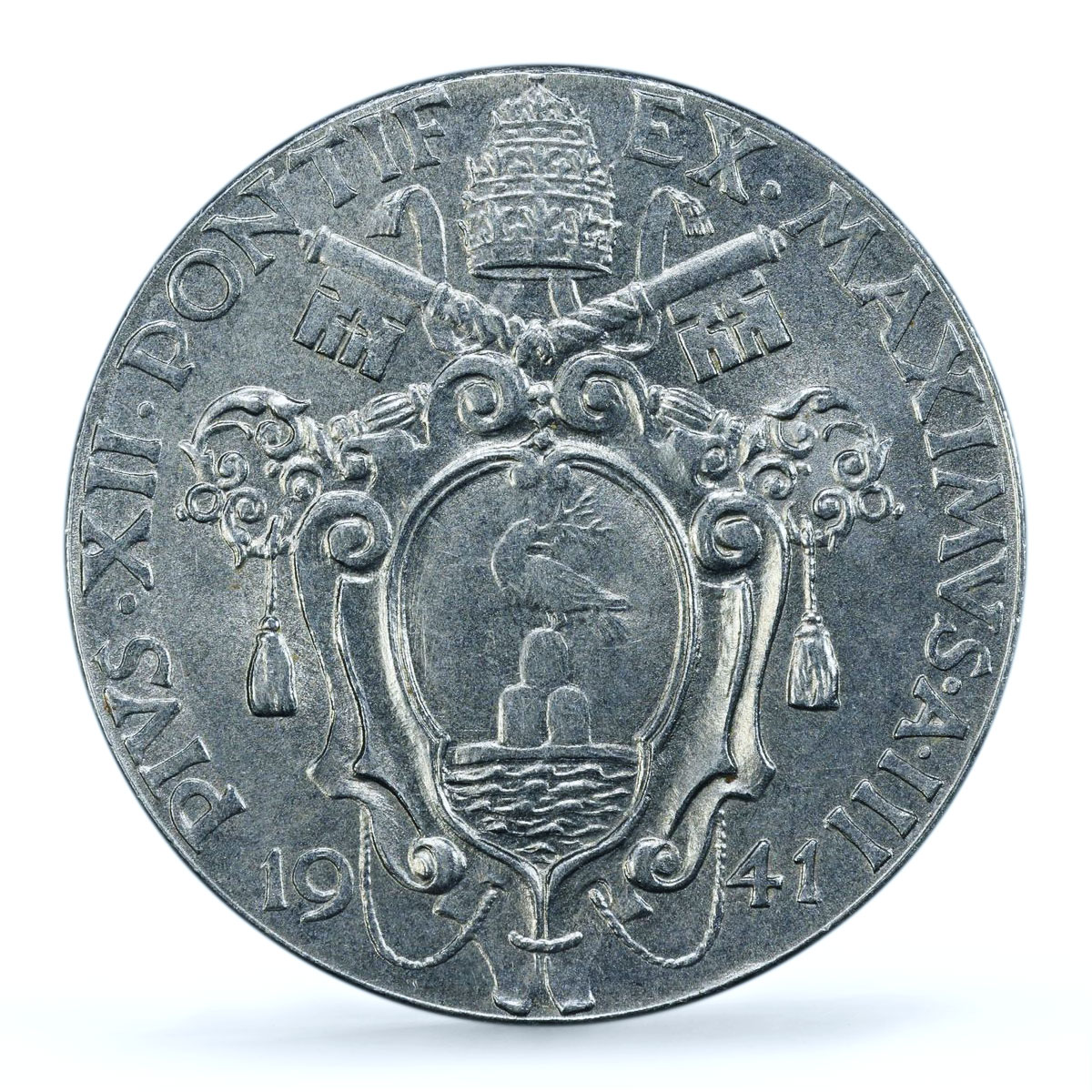 Italy Vatican 1 lire Pope Pius XII Virgin Mary MS65 PCGS NiSteel coin 1941