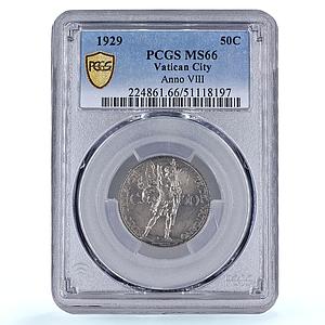Italy Vatican 50 centesimi Pope Pius XI Archangel Michael MS66 PCGS Ni coin 1929