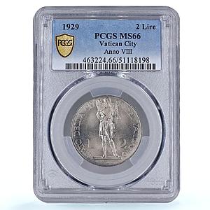 Italy Vatican 2 lire Pope Pius XI Standing Figure MS66 PCGS nickel coin 1929
