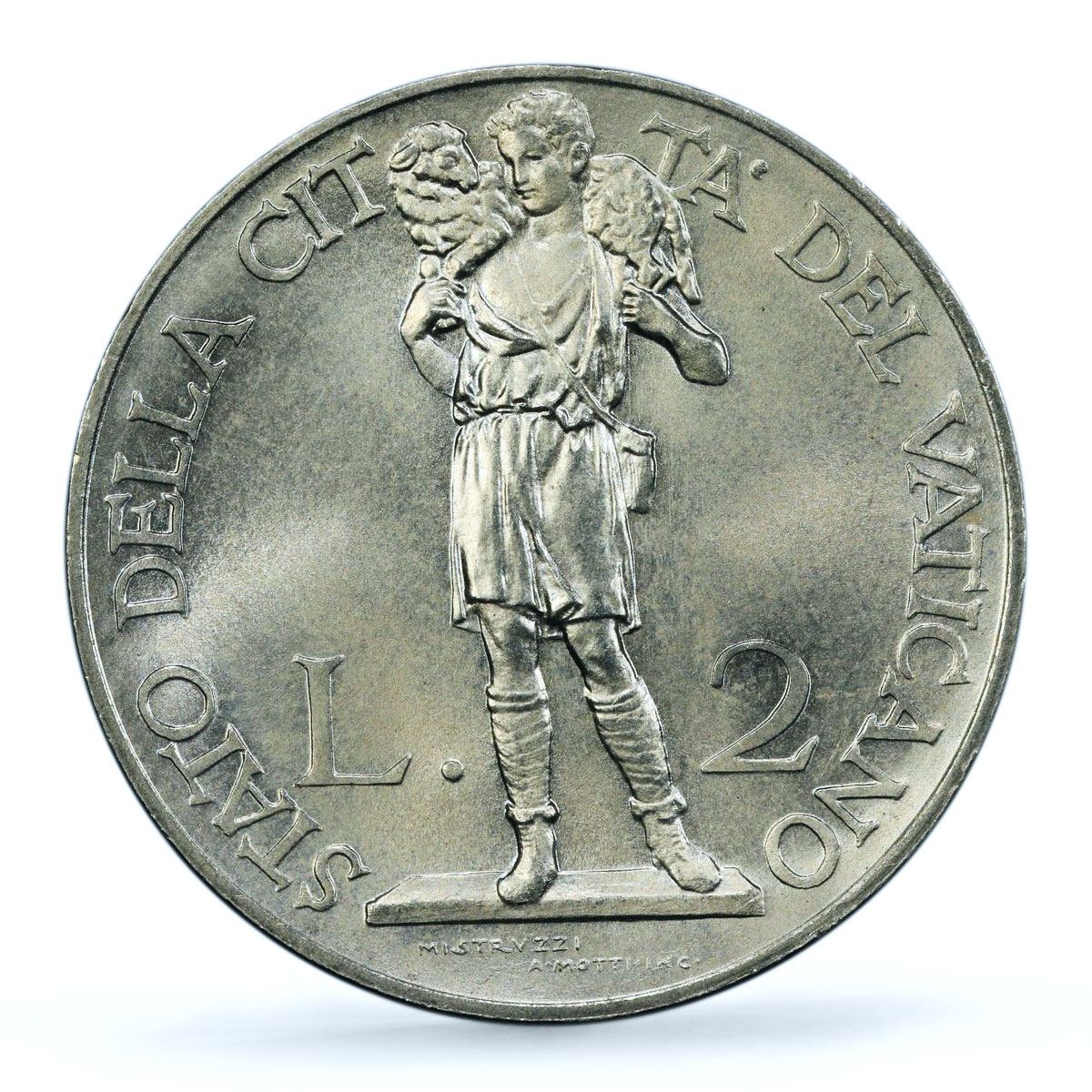 Italy Vatican 2 lire Pope Pius XI Standing Figure MS66 PCGS nickel coin 1929