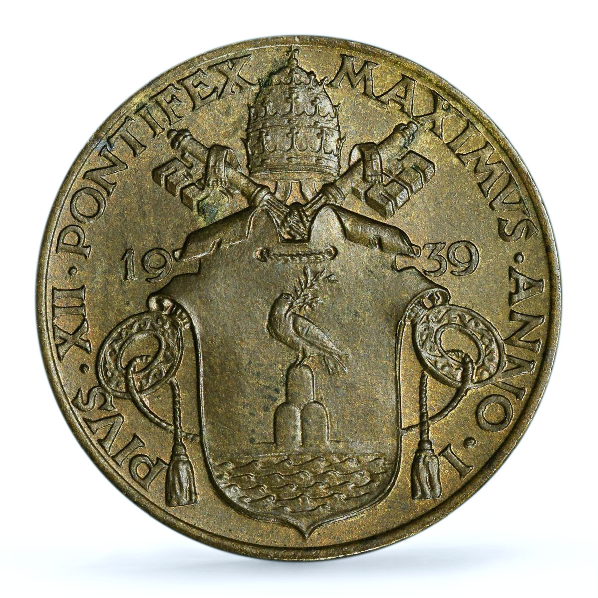 Italy Vatican 5 centesimi Pope Pius XII Olive Branch MS65 PCGS AlBr coin 1939