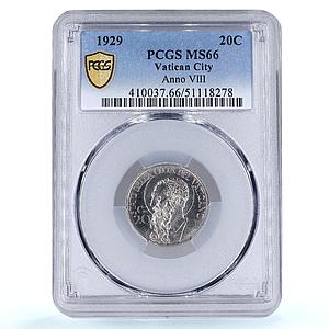 Italy Vatican 20 centesimi Pope Pius XI Saint Paul MS66 PCGS nickel coin 1929