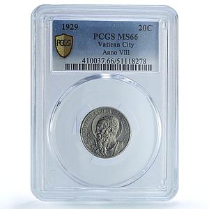 Italy Vatican 20 centesimi Pope Pius XI Saint Paul MS66 PCGS nickel coin 1929