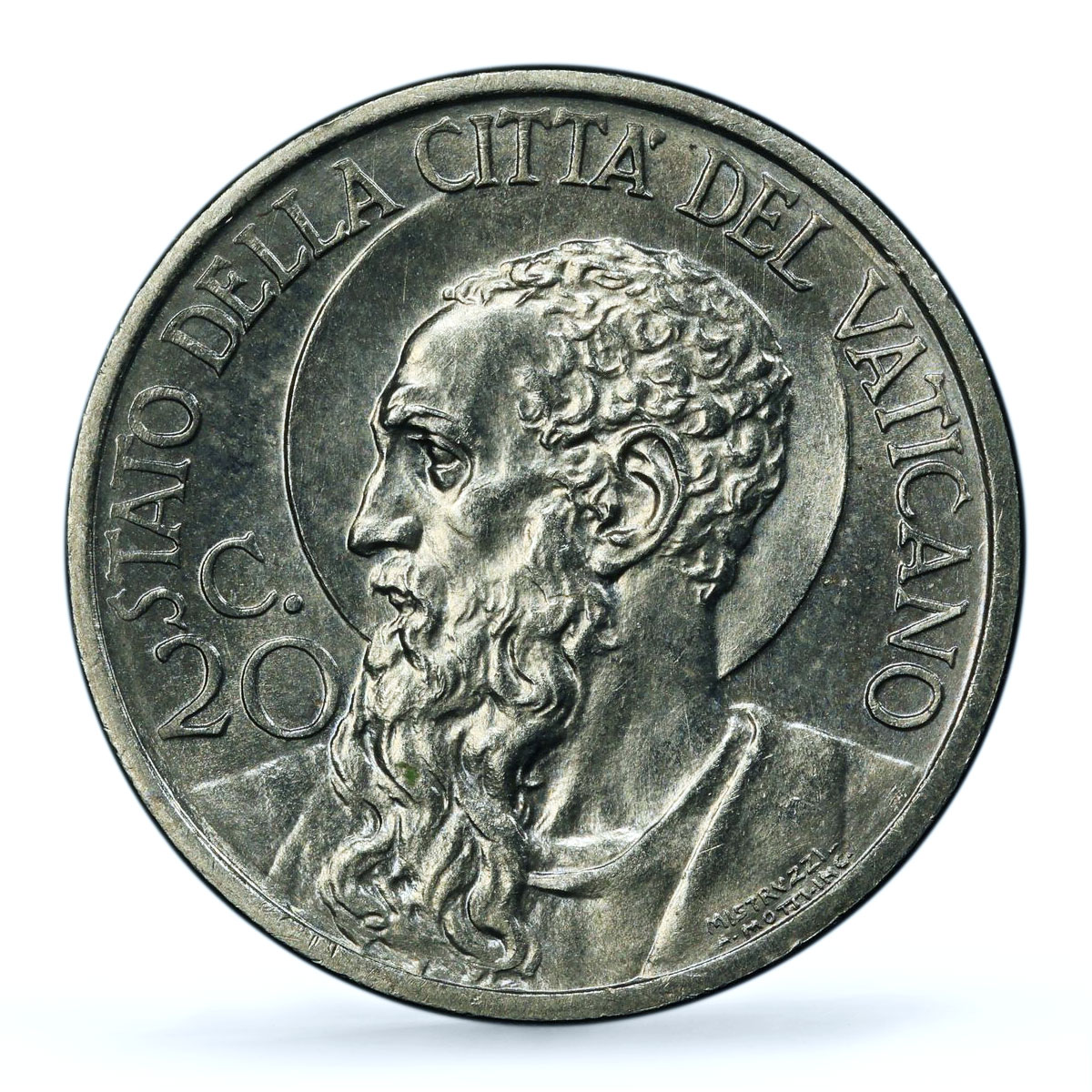 Italy Vatican 20 centesimi Pope Pius XI Saint Paul MS66 PCGS nickel coin 1929