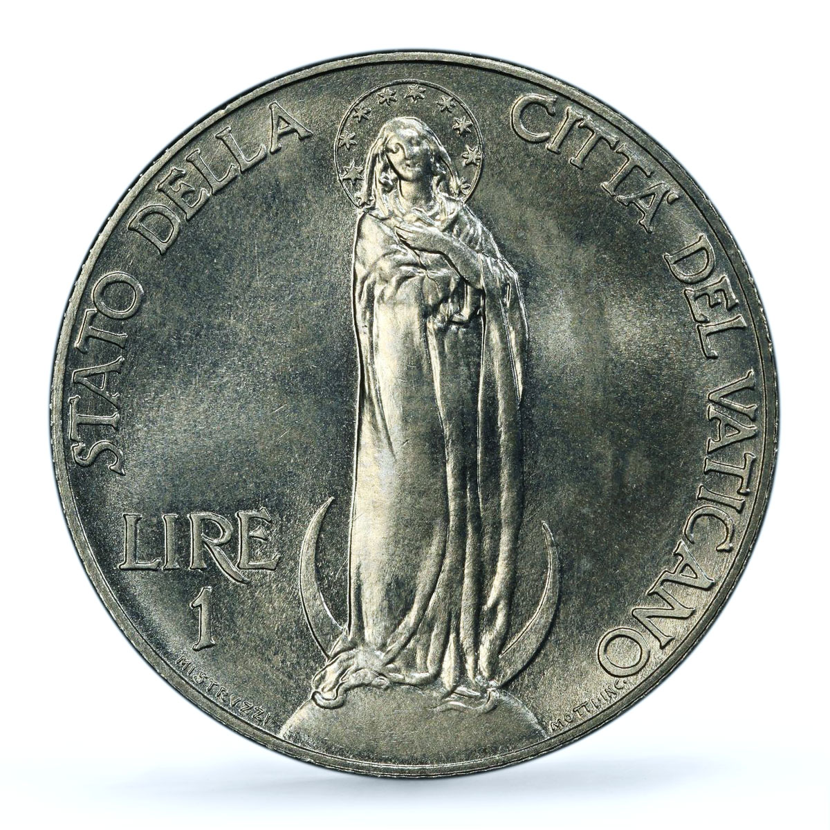 Italy Vatican 1 lire Pope Pius XI Virgin Mary MS66 PCGS nickel coin 1929