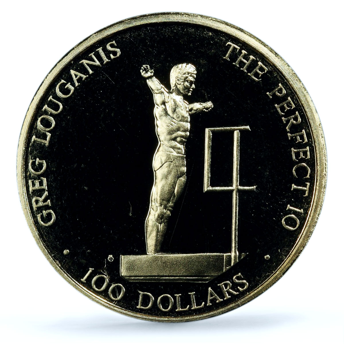 Marshall Islands 100 dollars Greg Louganis Perfect 10 PR69 PCGS gold coin 1988