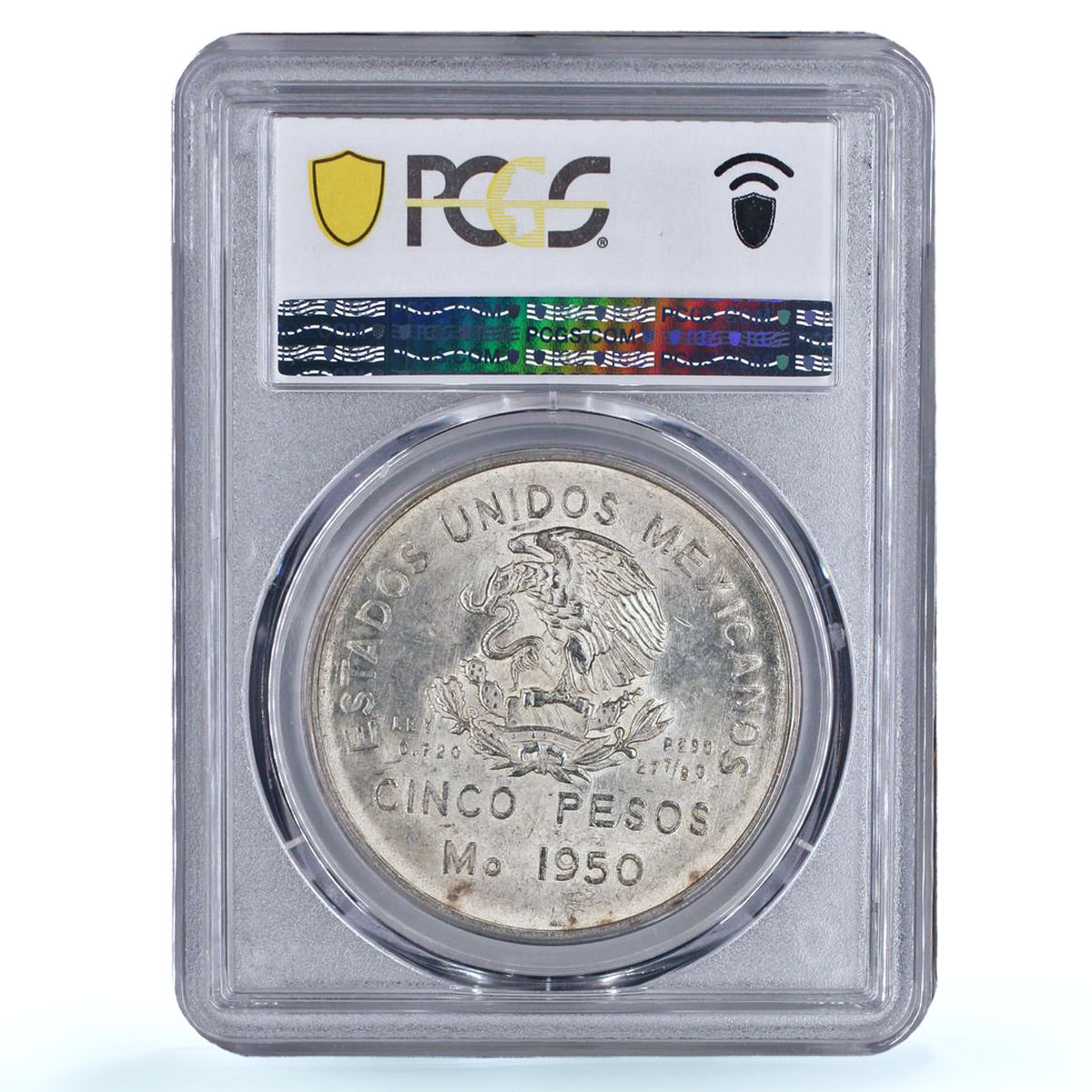Mexico 5 pesos Southeastern Railroad Opening Train MS64 PCGS silver coin 1950