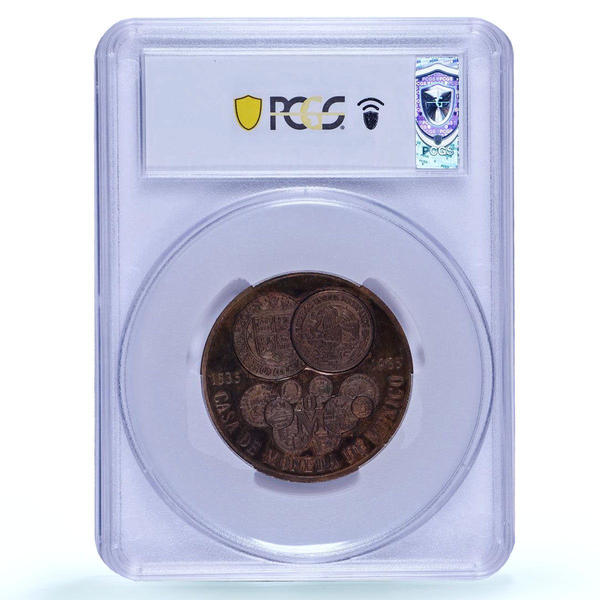Mexico Mint 450th Anniversary Jose Morelos 1 Peso SP64 PCGS brass medal 1985