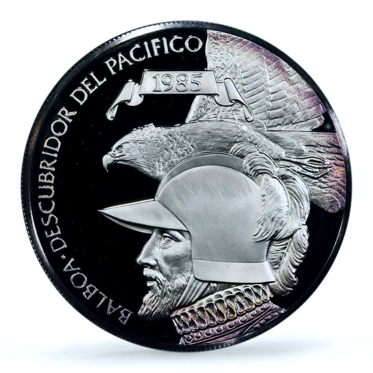 Panama 20 balboas Pacific Ocean Discovery History PR69 PCGS silver coin 1985