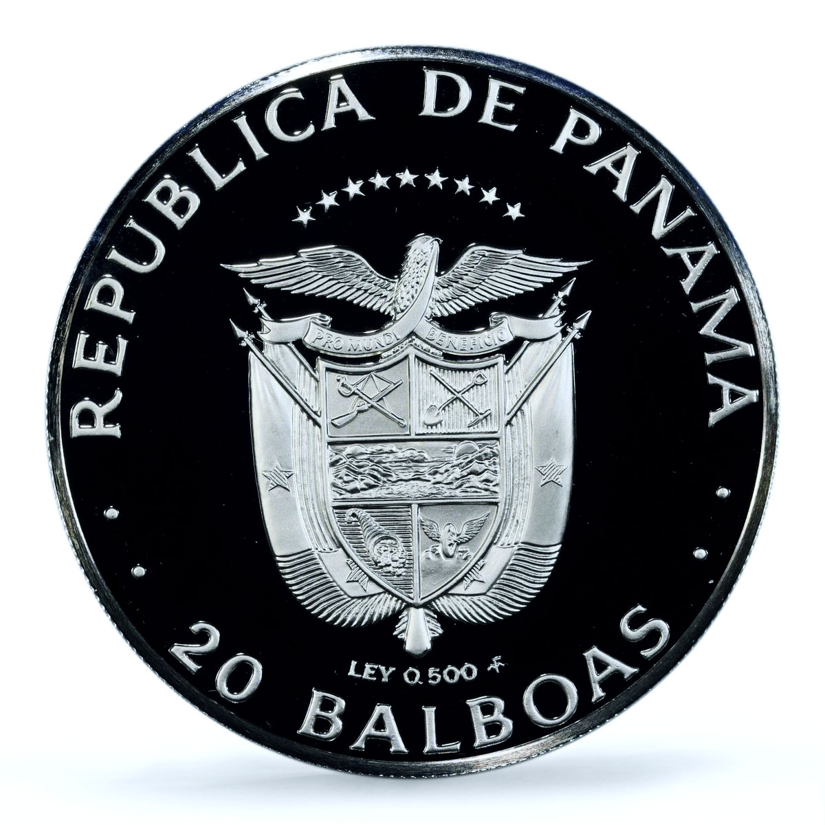 Panama 20 balboas Pacific Ocean Discovery History PR69 PCGS silver coin 1985