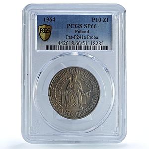 Poland 10 zlotych Kazimierz Wielki Jagiello University Proba SP66 PCGS coin 1964