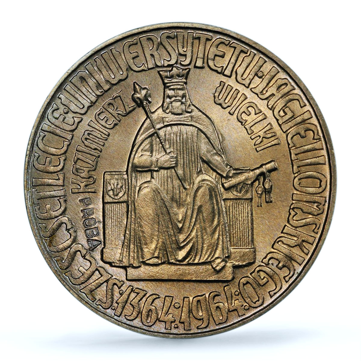 Poland 10 zlotych Kazimierz Wielki Jagiello University Proba SP65 PCGS coin 1964