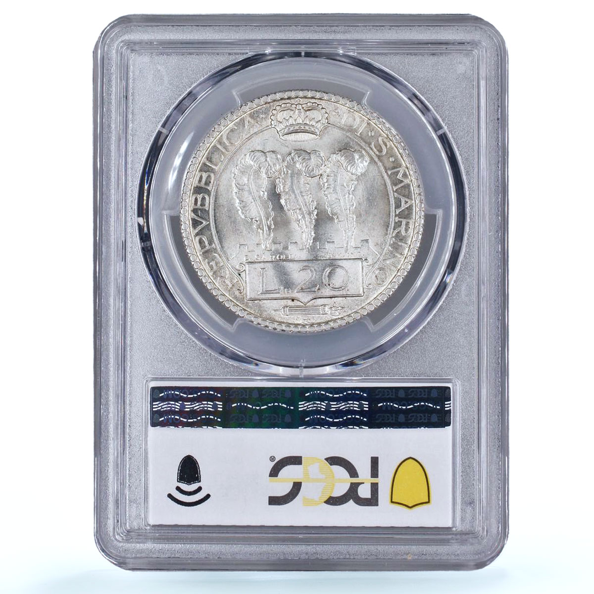 San Marino 20 lire Republic Coinage KM-11 MS64 PCGS silver coin 1936