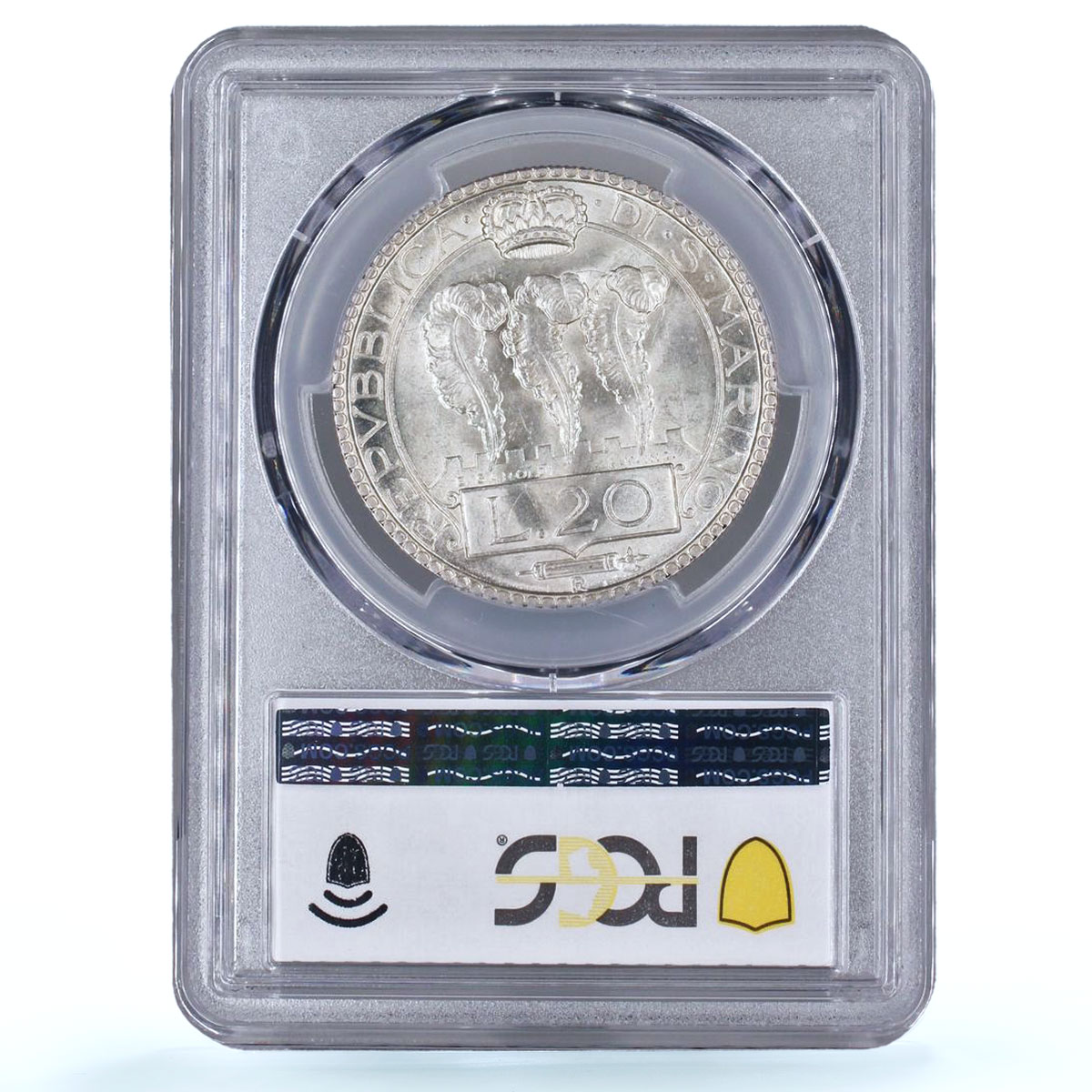 San Marino 20 lire Republic Coinage KM-11 MS63 PCGS silver coin 1932