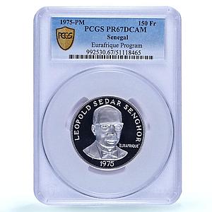 Senegal 150 francs Eurafrique Program Senghor Bird PR67 PCGS silver coin 1975